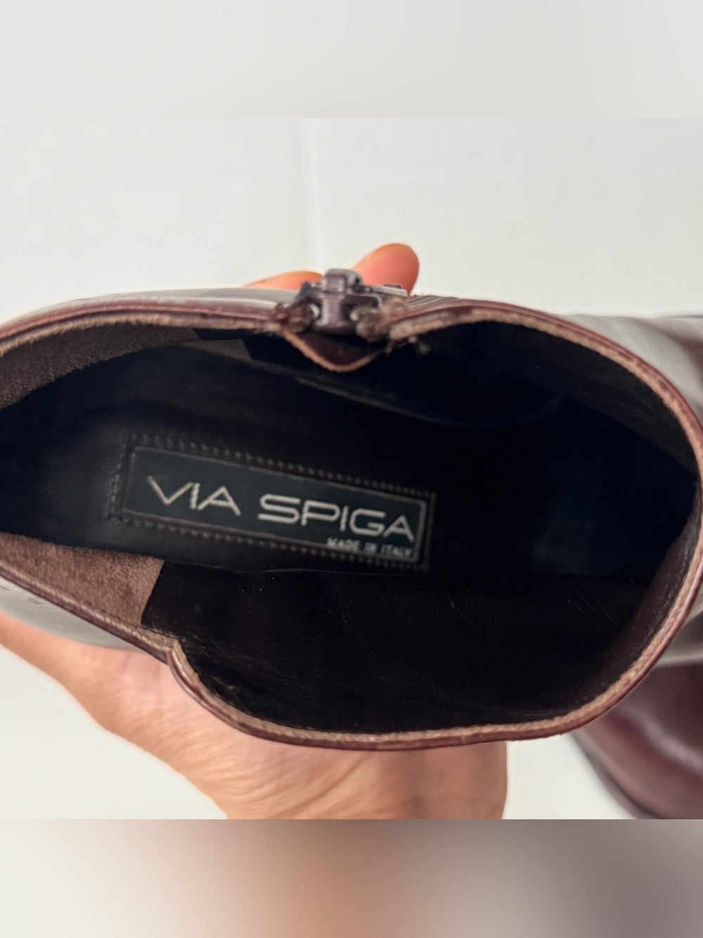 Vintage 90s Y2K VIA SPIGA Brown Square Toe Block Heel Ankle Boots Size 9.5 - Picture 11 of 11